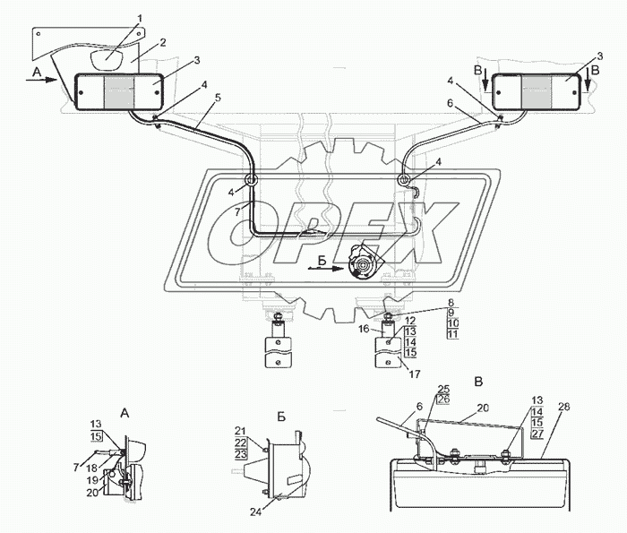 Установка фонарей задних (для трактора «БЕЛАРУС-82П»)